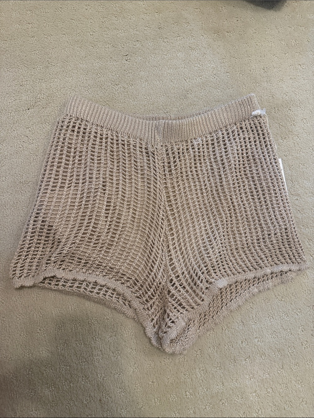 Ocean Drive Beige Crochet Knit High-Waist Women’s Shorts